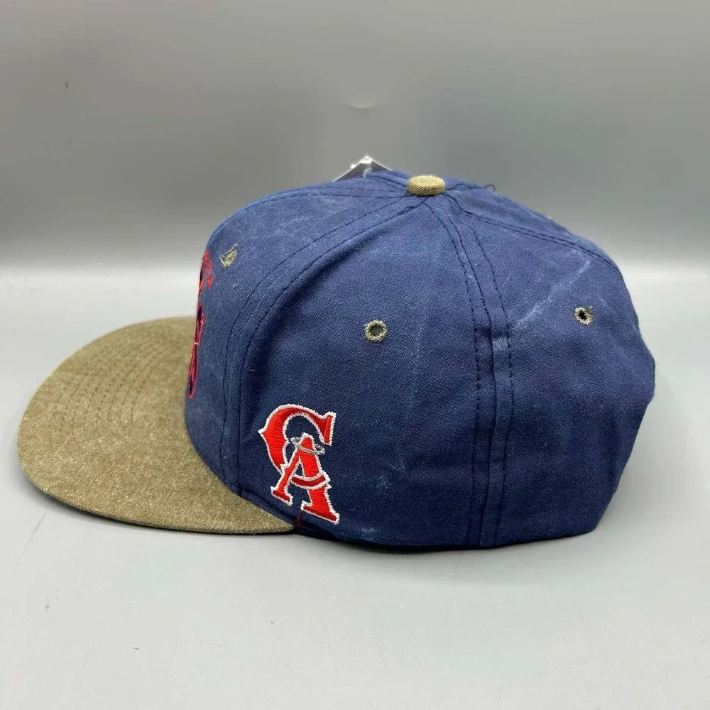 Vintage California Angels Hat Men Blue Brown Signatures Snap Back Cap New